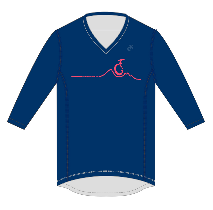 3/4 Sleeve Trail Shirt - Navy/Pink